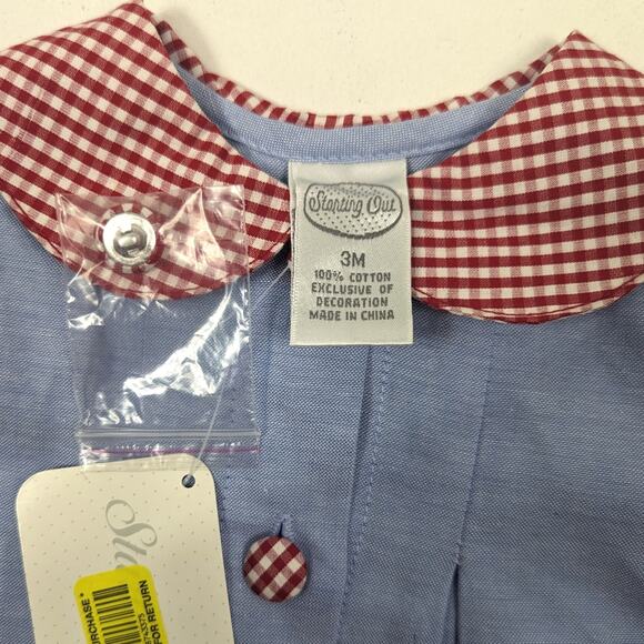 Vintage Starting Out Jumpsuit Baby Girls Size 3m Chambray Apple Fall School - Picture 5 of 5